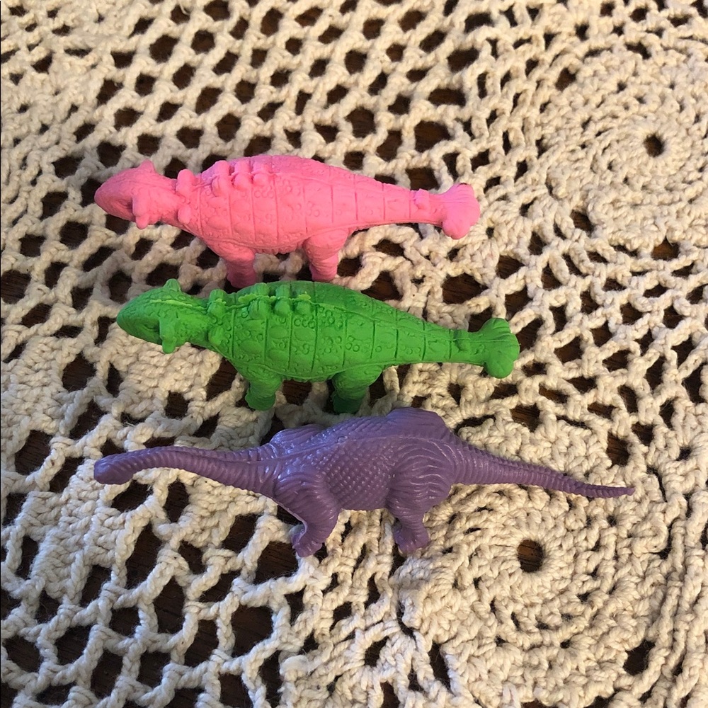 Colorful Reptile Toy Trio — Pink, Green, Purple